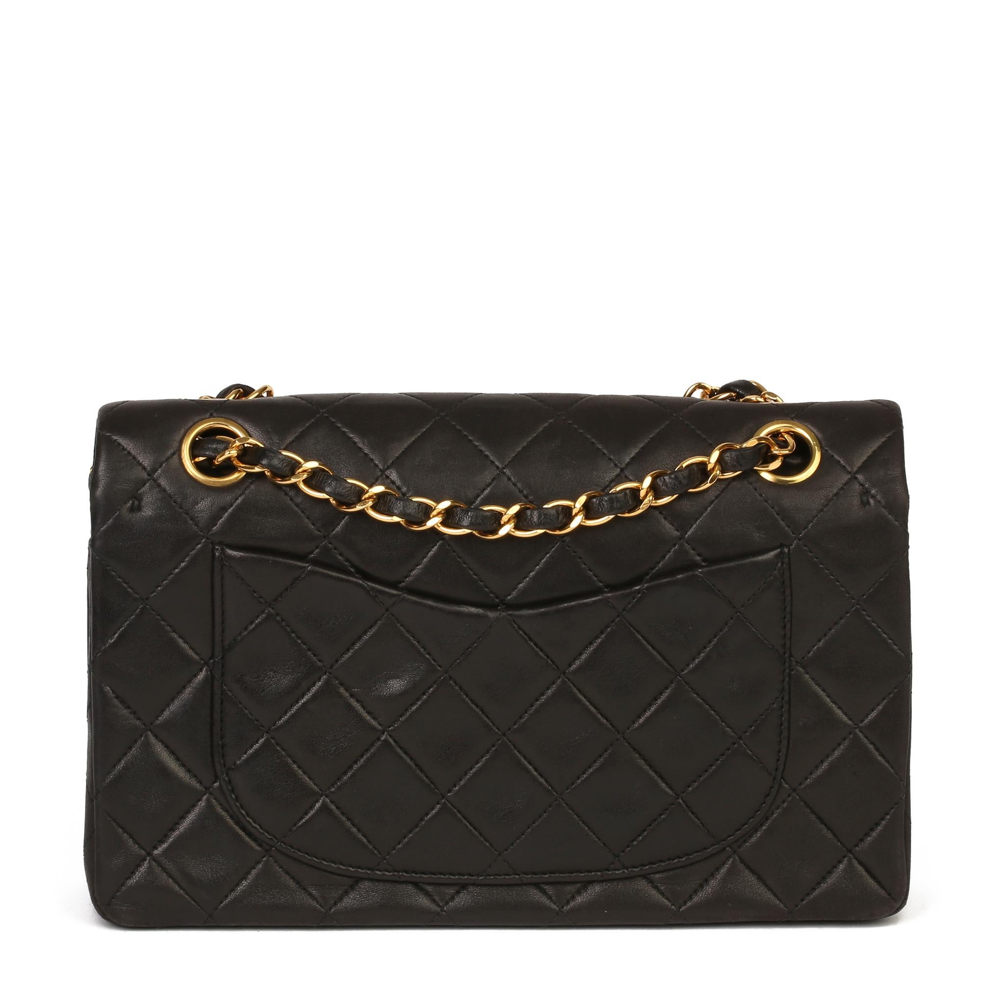 Women's Chanel Black Quilted Lambskin Vintage Small Classic Double Flap Bag