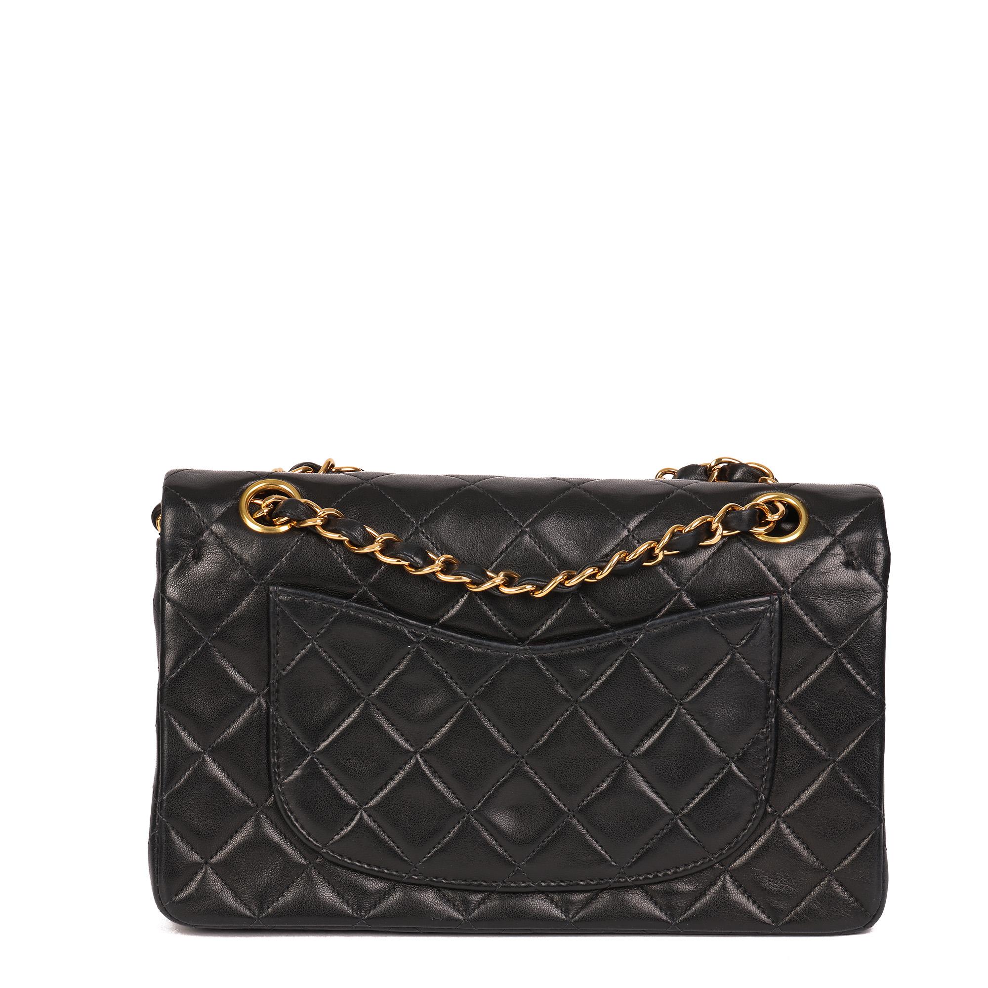 Women's Chanel BLACK QUILTED LAMBSKIN VINTAGE SMALL CLASSIC DOUBLE FLAP BAG
