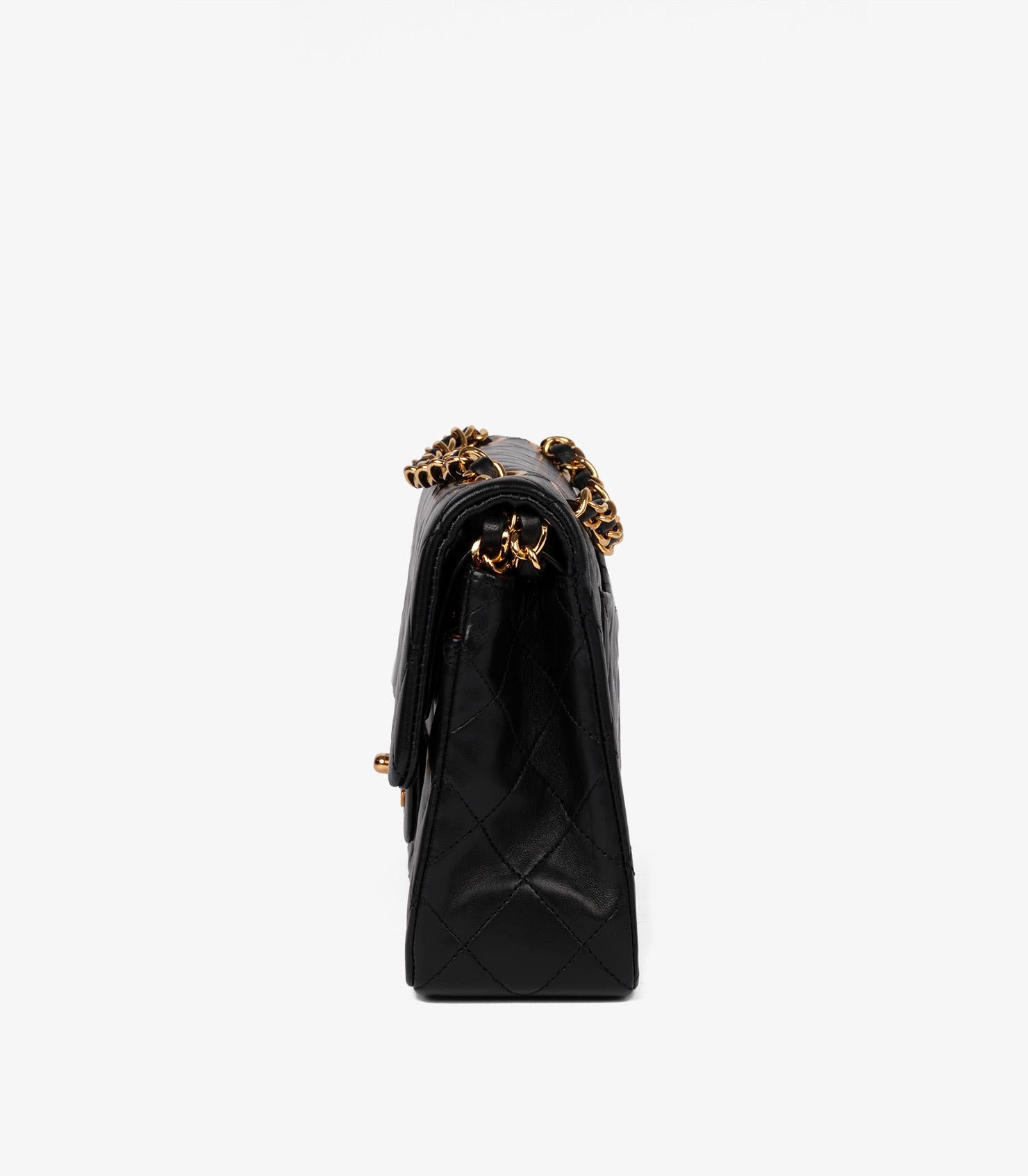 Chanel Negro Piel de Cordero Acolchada Vintage Pequeño Bolso Clásico Doble Solapa 1