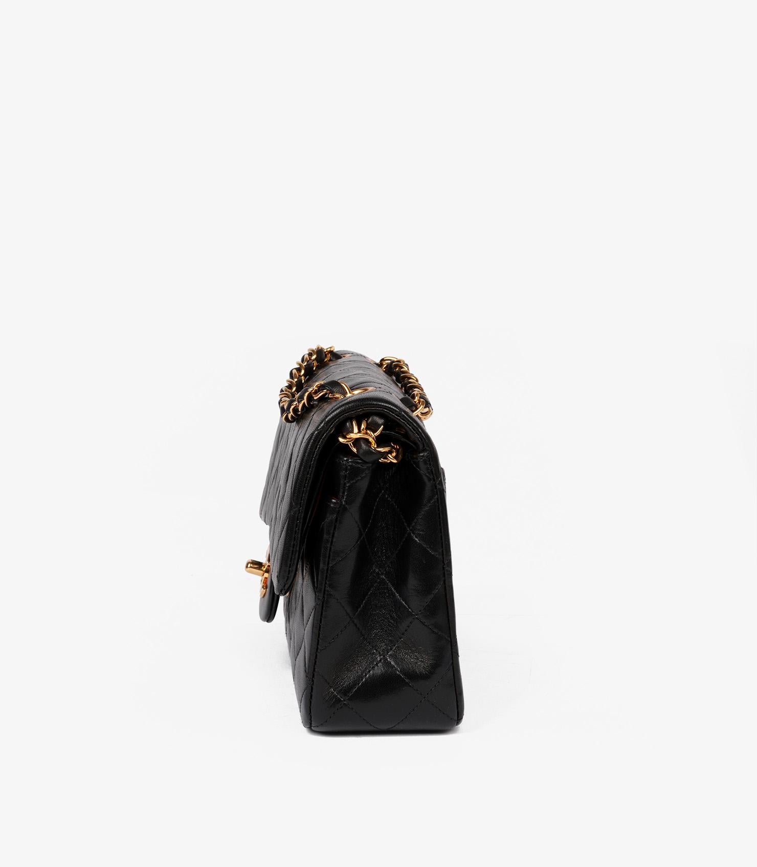 Chanel Negro Piel de Cordero Acolchada Vintage Pequeño Bolso Clásico Doble Solapa 1