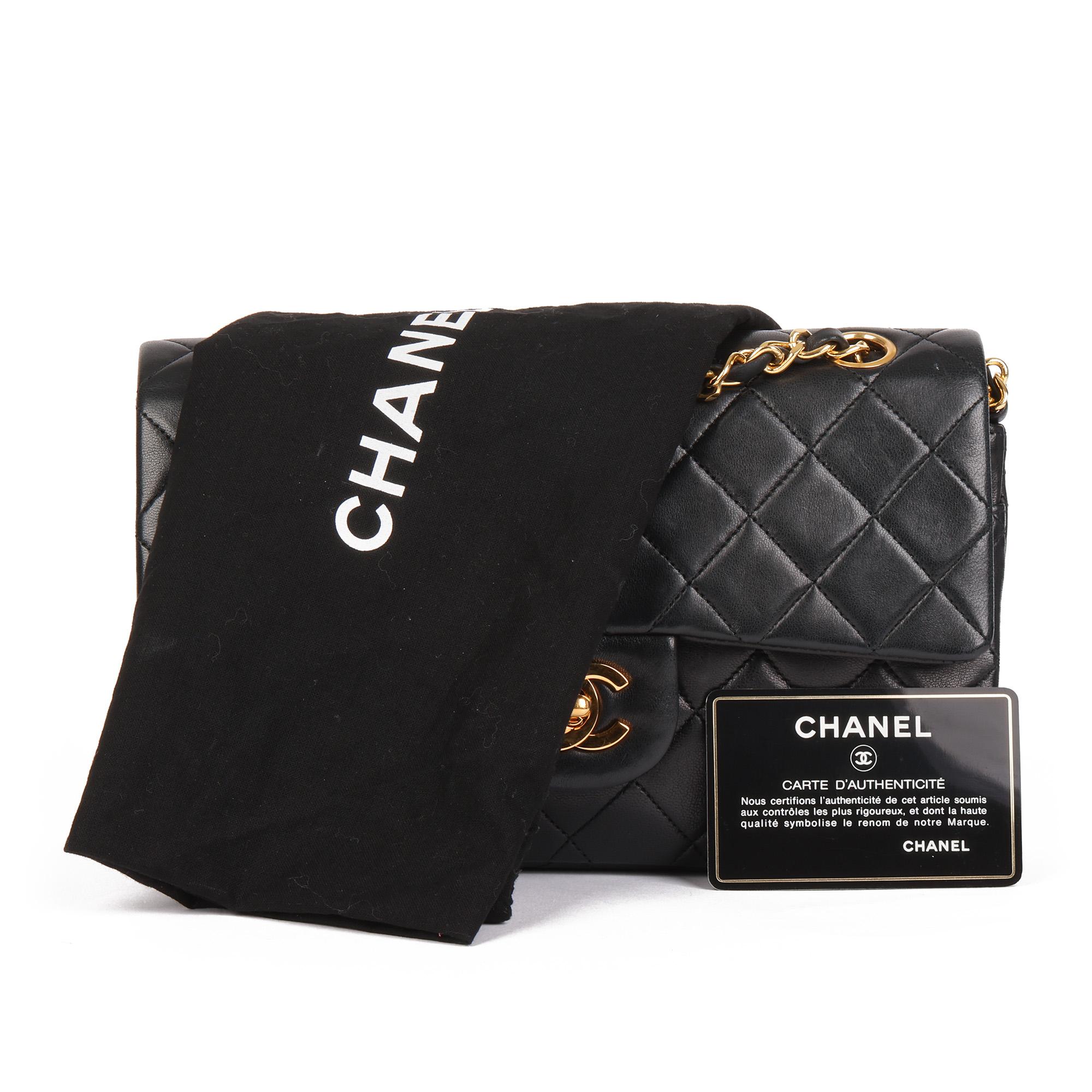 Chanel Black Quilted Lambskin Vintage Small Classic Double Flap Bag  2