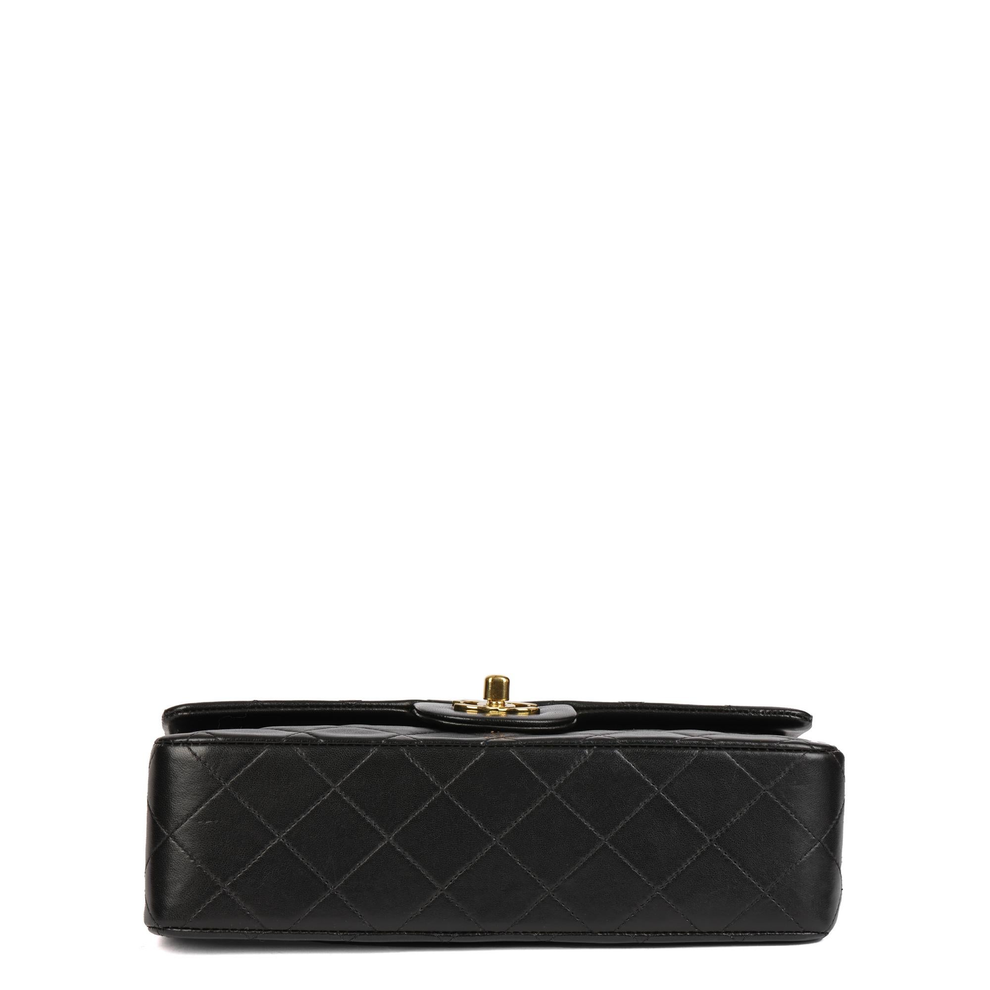 Women's CHANEL Black Quilted Lambskin Vintage Small Classic Double Flap Bag