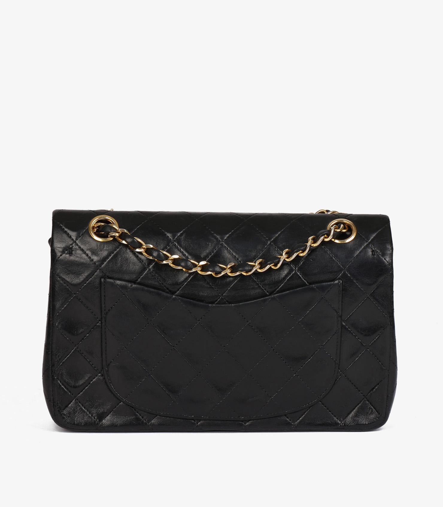 CHANEL Black Quilted Lambskin Vintage Small Classic Double Flap Bag 2