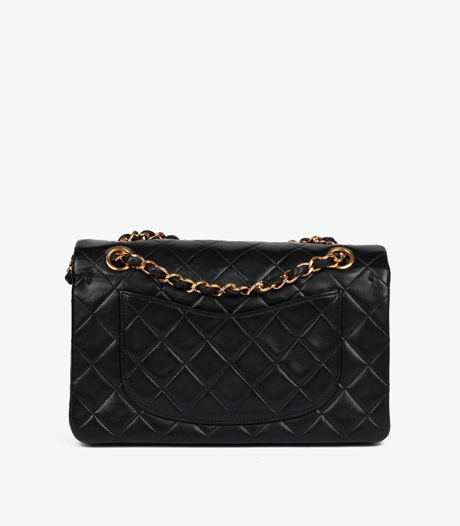 Chanel Black Quilted Lambskin Vintage Small Classic Double Flap Bag 2