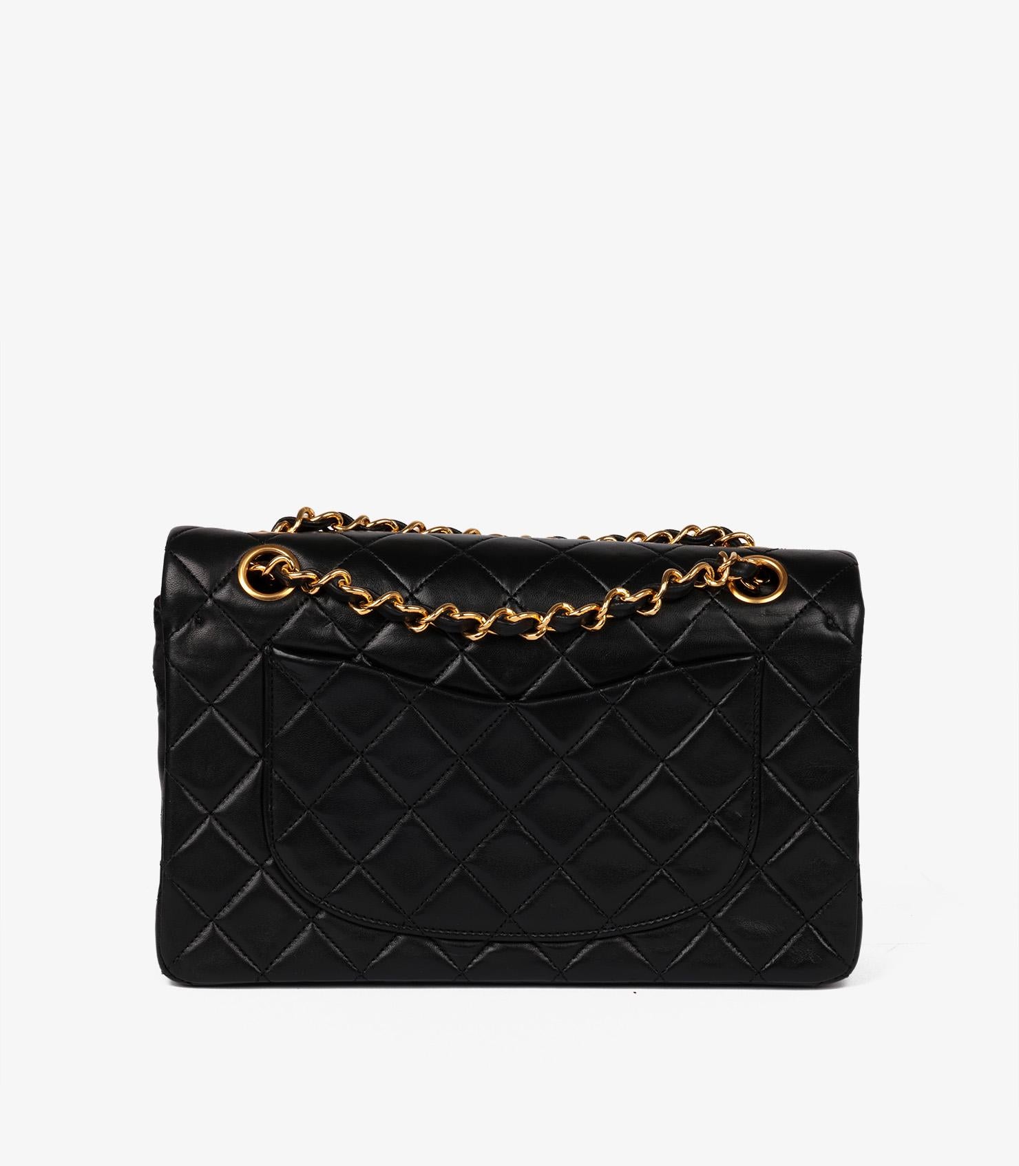 Chanel Negro Piel de Cordero Acolchada Vintage Pequeño Bolso Clásico Doble Solapa 2
