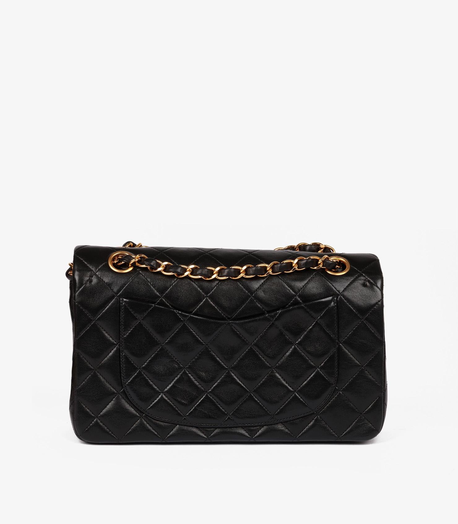 Chanel Negro Piel de Cordero Acolchada Vintage Pequeño Bolso Clásico Doble Solapa 2