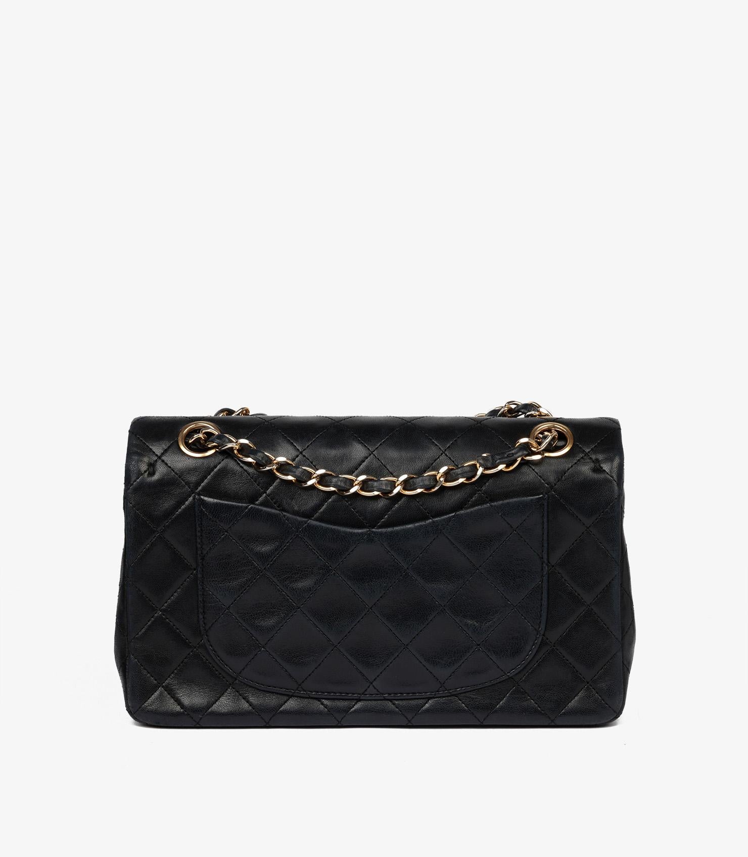 Chanel Black Quilted Lambskin Vintage Small Classic Double Flap Bag For Sale 2