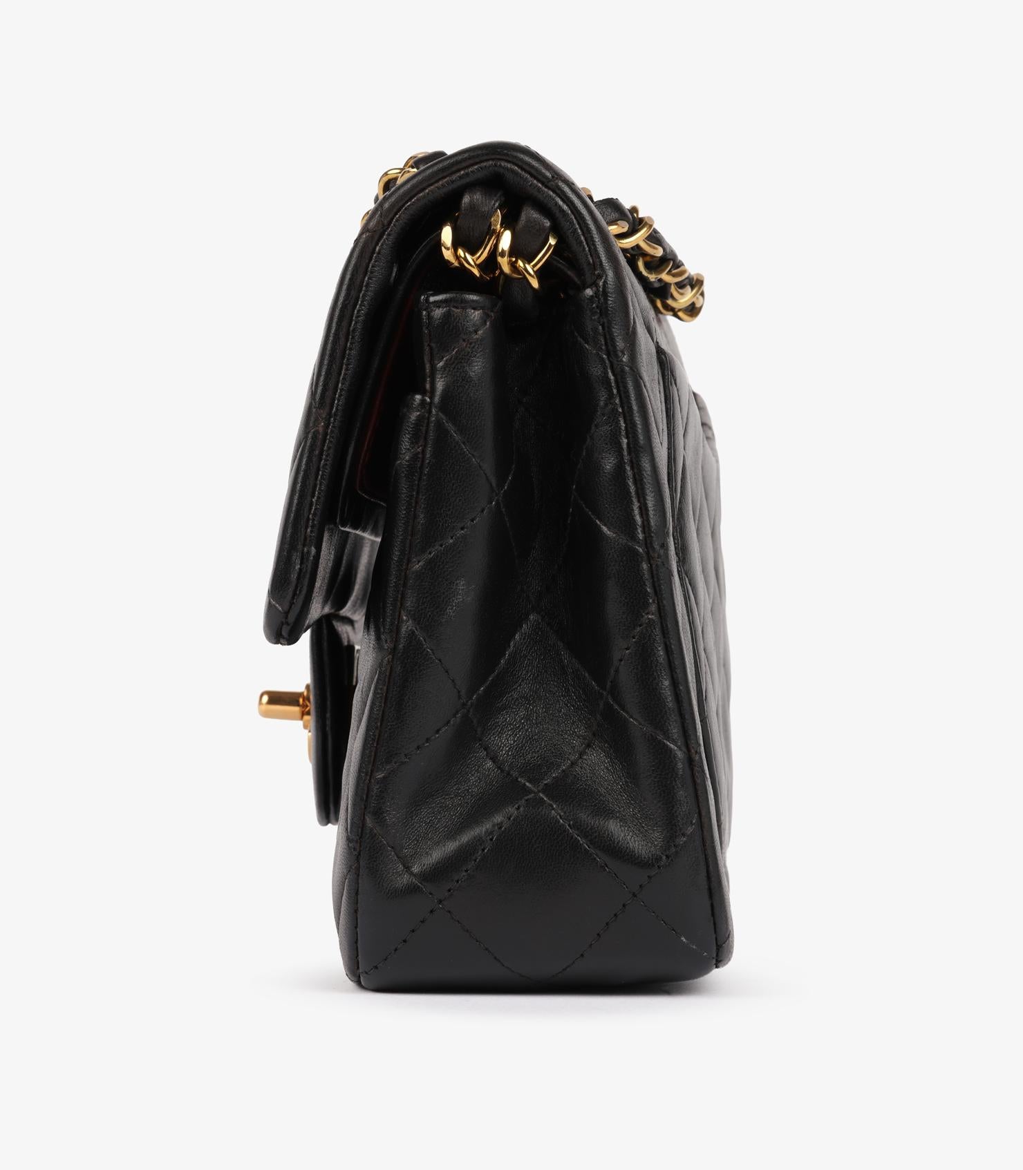 Chanel Black Quilted Lambskin Vintage Small Classic Double Flap Bag en vente 1