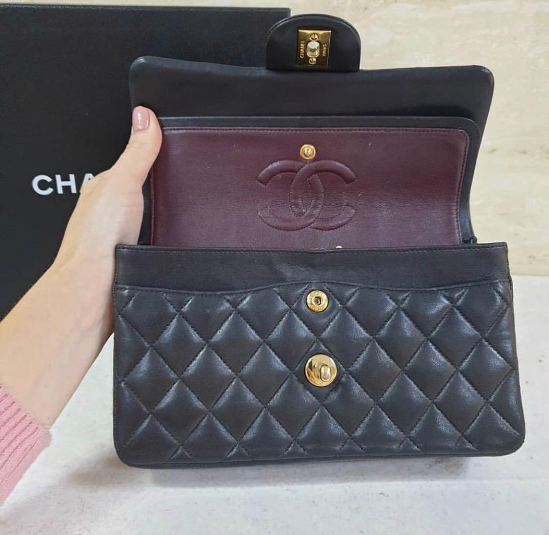 Chanel Black Quilted Lambskin Vintage Small Classic Double Flap  Bag 2