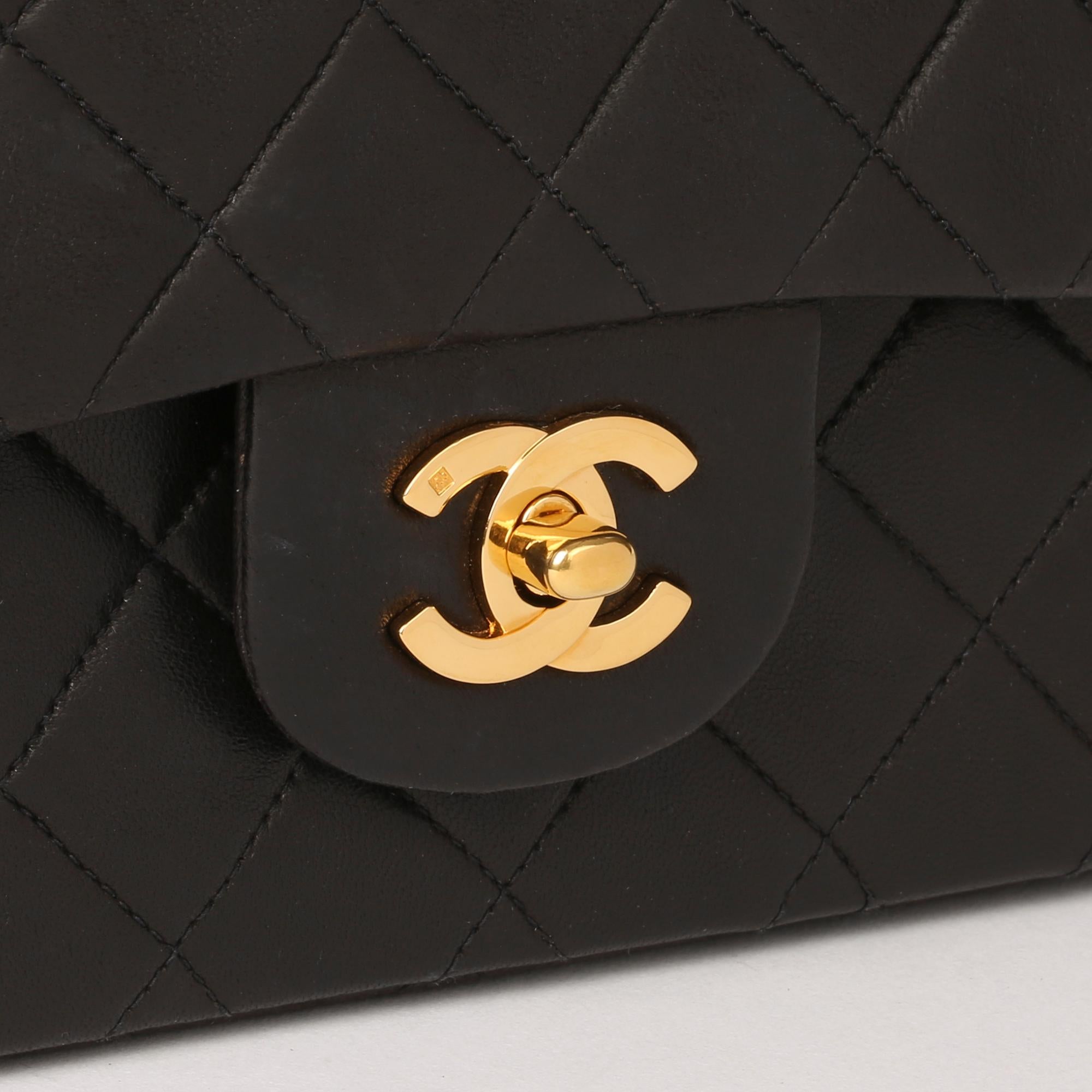 Chanel Black Quilted Lambskin Vintage Small Classic Double Flap Bag 2