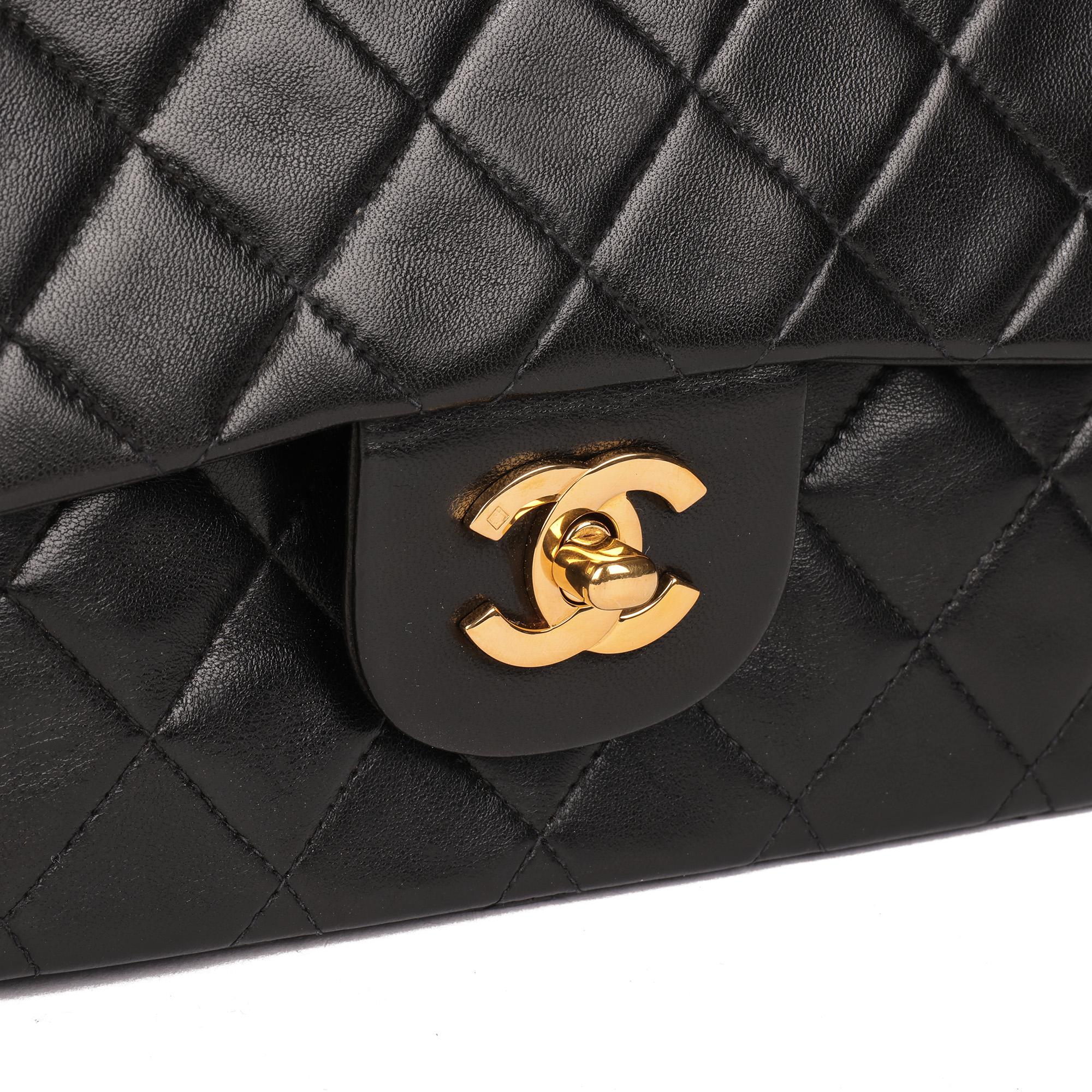 Chanel BLACK QUILTED LAMBSKIN VINTAGE SMALL CLASSIC DOUBLE FLAP BAG 1