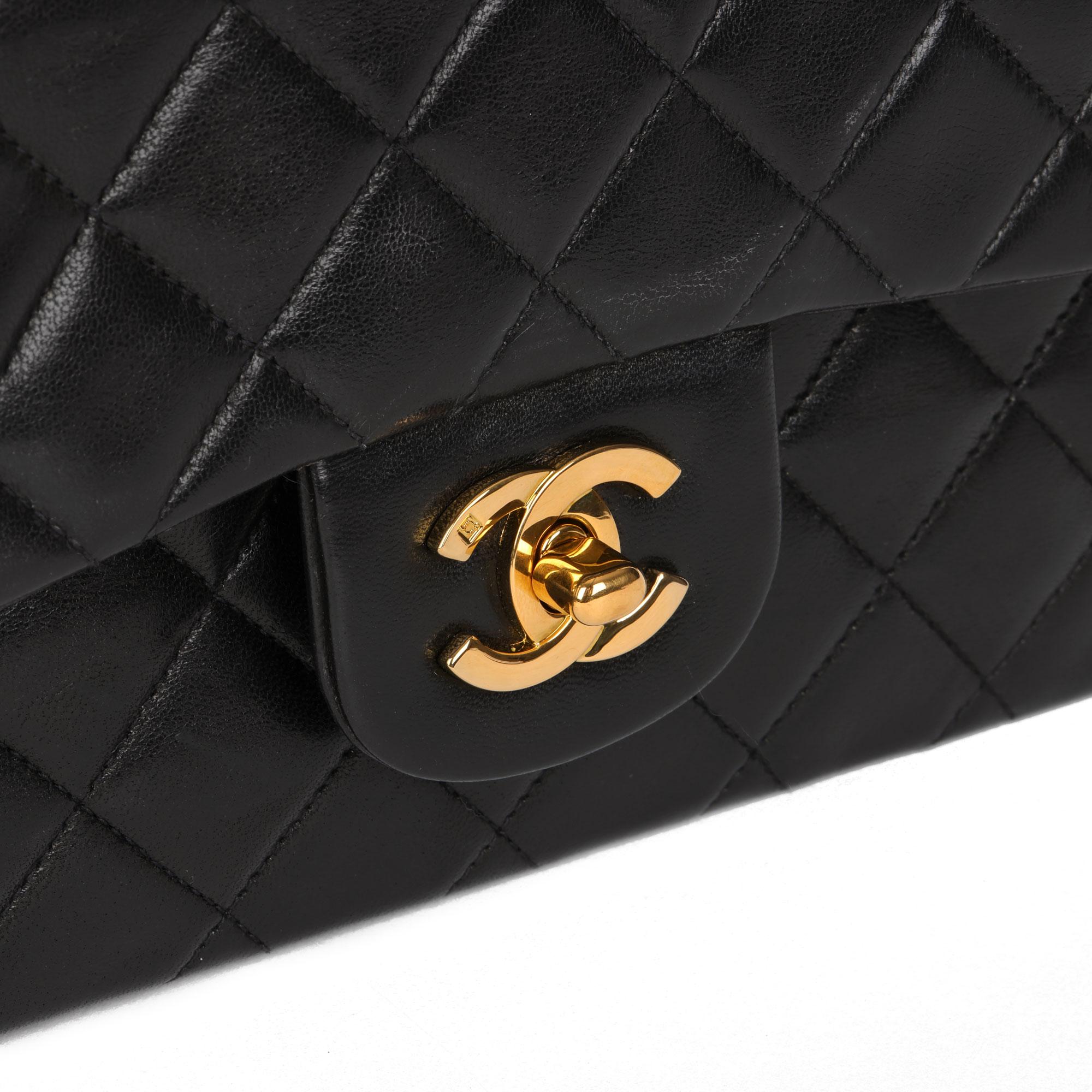 Chanel BLACK QUILTED LAMBSKIN VINTAGE SMALL CLASSIC DOUBLE FLAP BAG 2