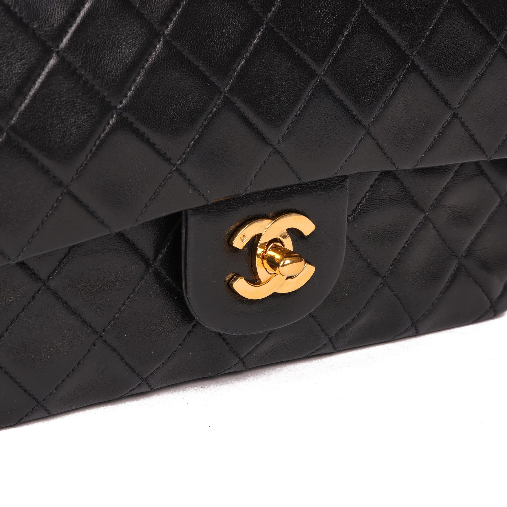 CHANEL Black Quilted Lambskin Vintage Small Classic Double Flap Bag 3