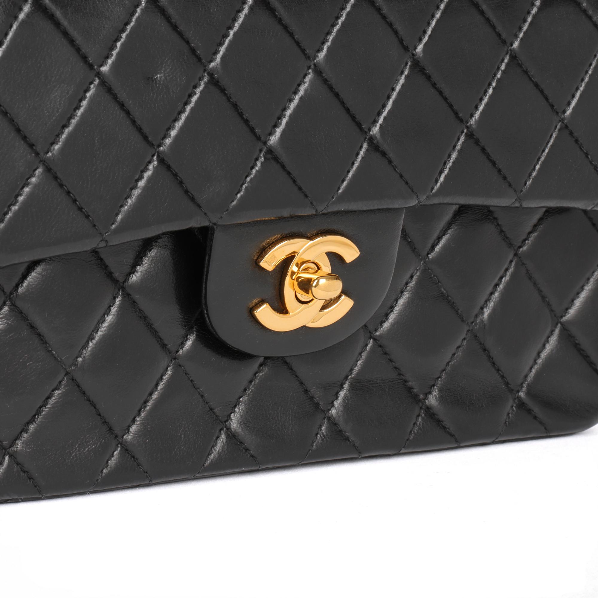 CHANEL Black Quilted Lambskin Vintage Small Classic Double Flap Bag 3