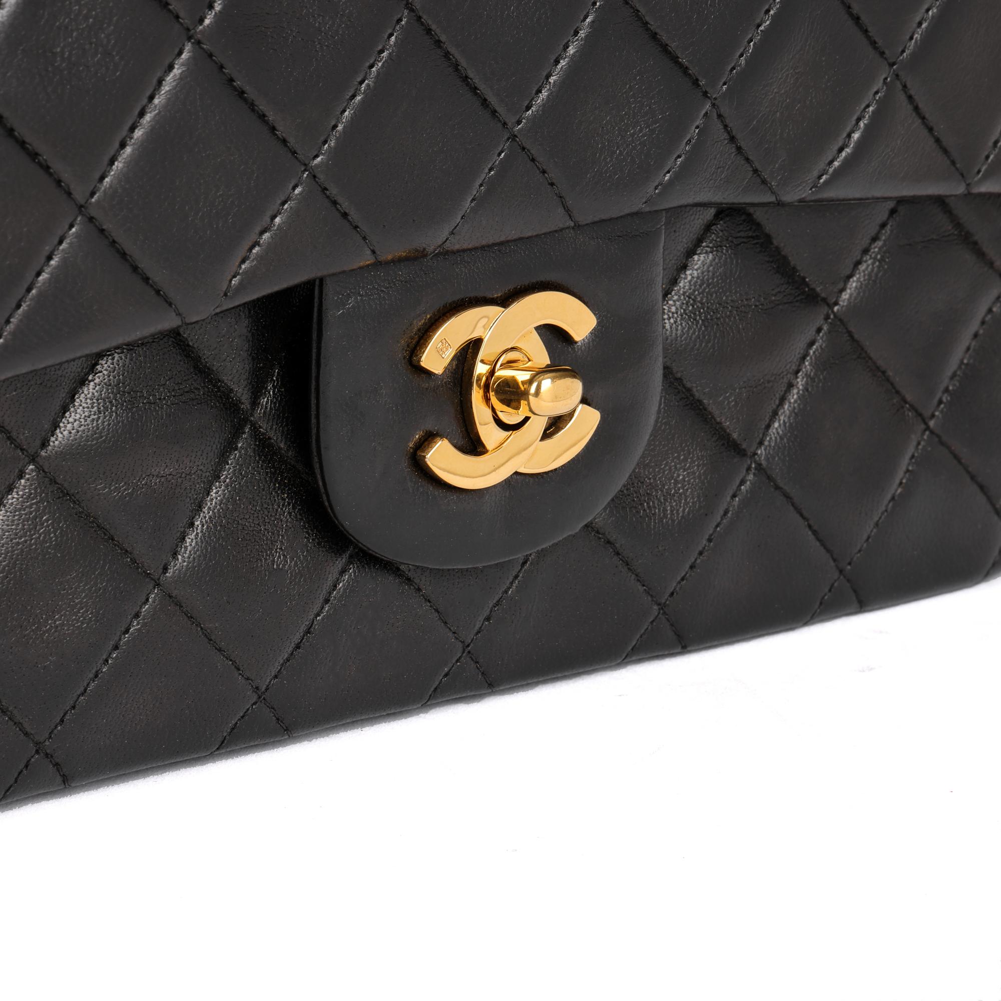 Chanel Black Quilted Lambskin Vintage Small Classic Double Flap Bag 3