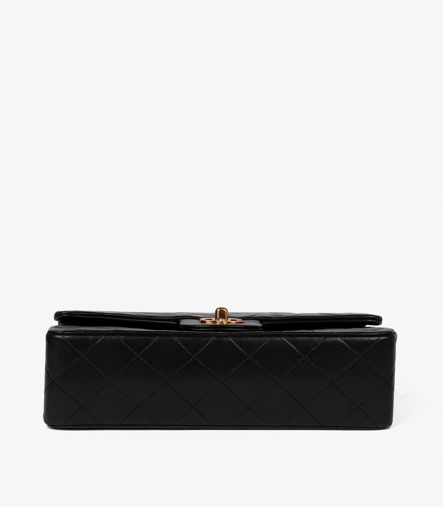 Chanel Negro Piel de Cordero Acolchada Vintage Pequeño Bolso Clásico Doble Solapa 3