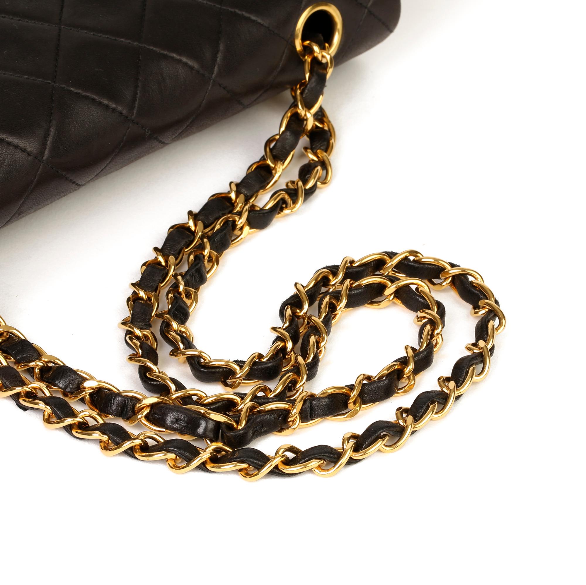 Chanel Black Quilted Lambskin Vintage Small Classic Double Flap Bag 3