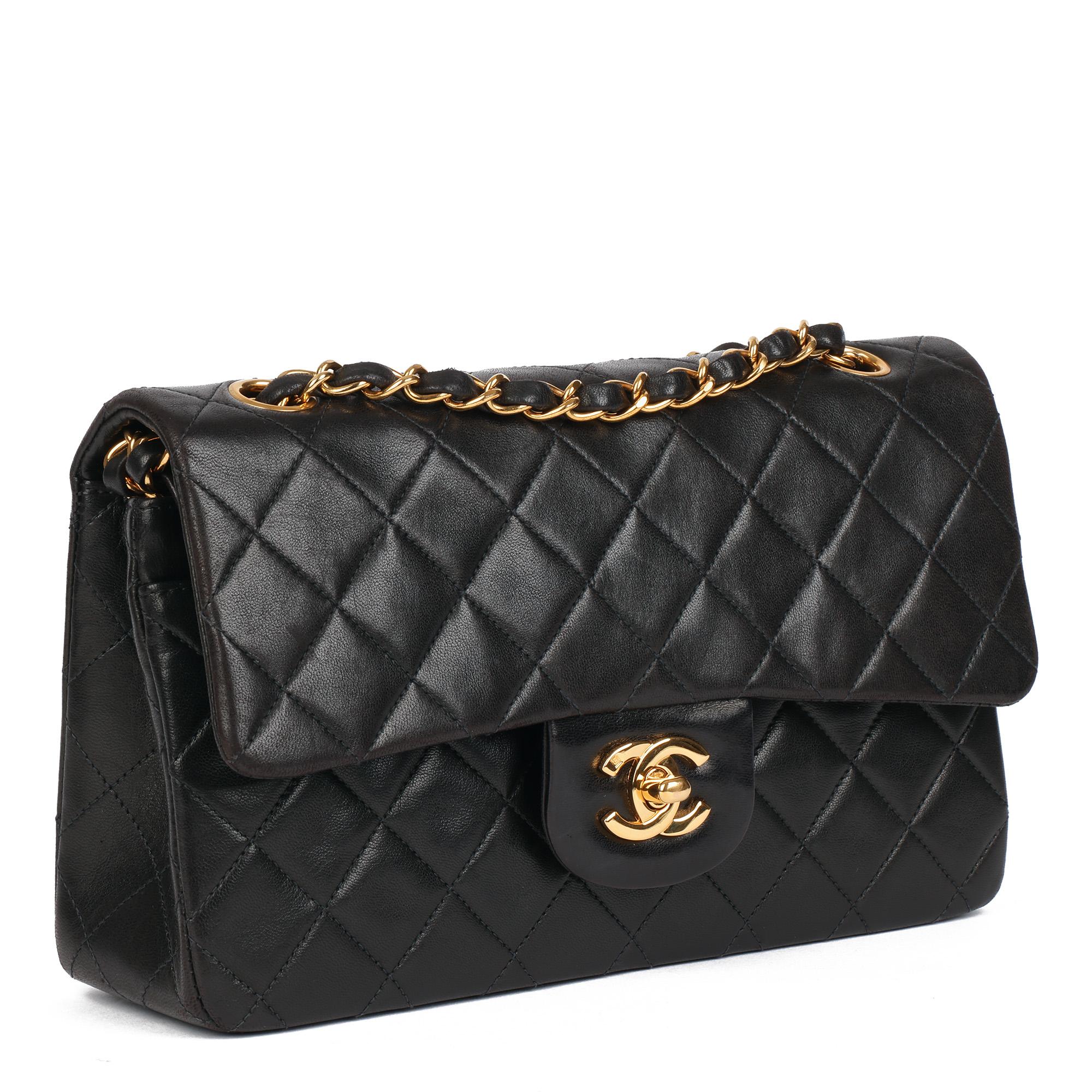 Chanel Black Quilted Lambskin Vintage Small Classic Double Flap Bag  1