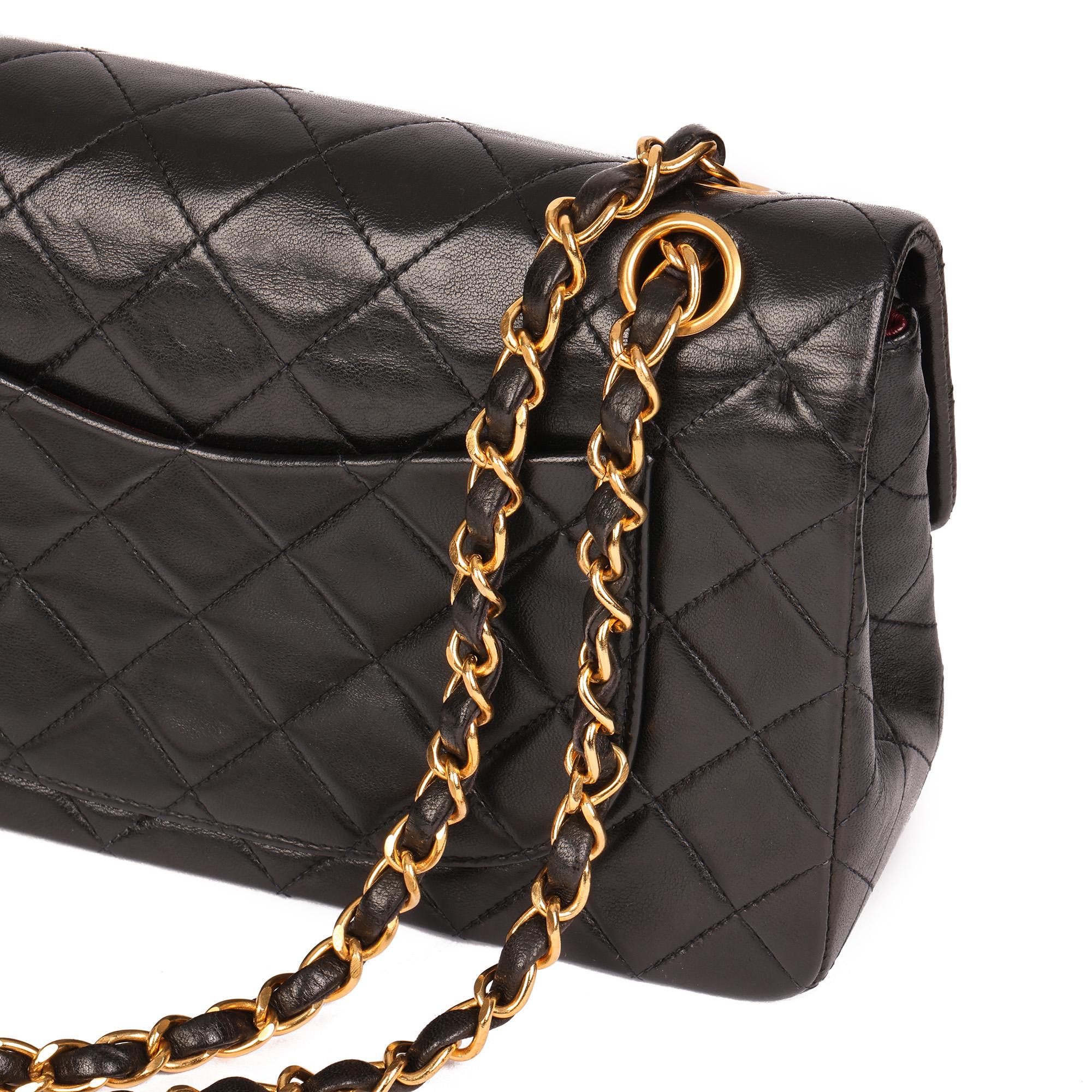 Chanel BLACK QUILTED LAMBSKIN VINTAGE SMALL CLASSIC DOUBLE FLAP BAG 2