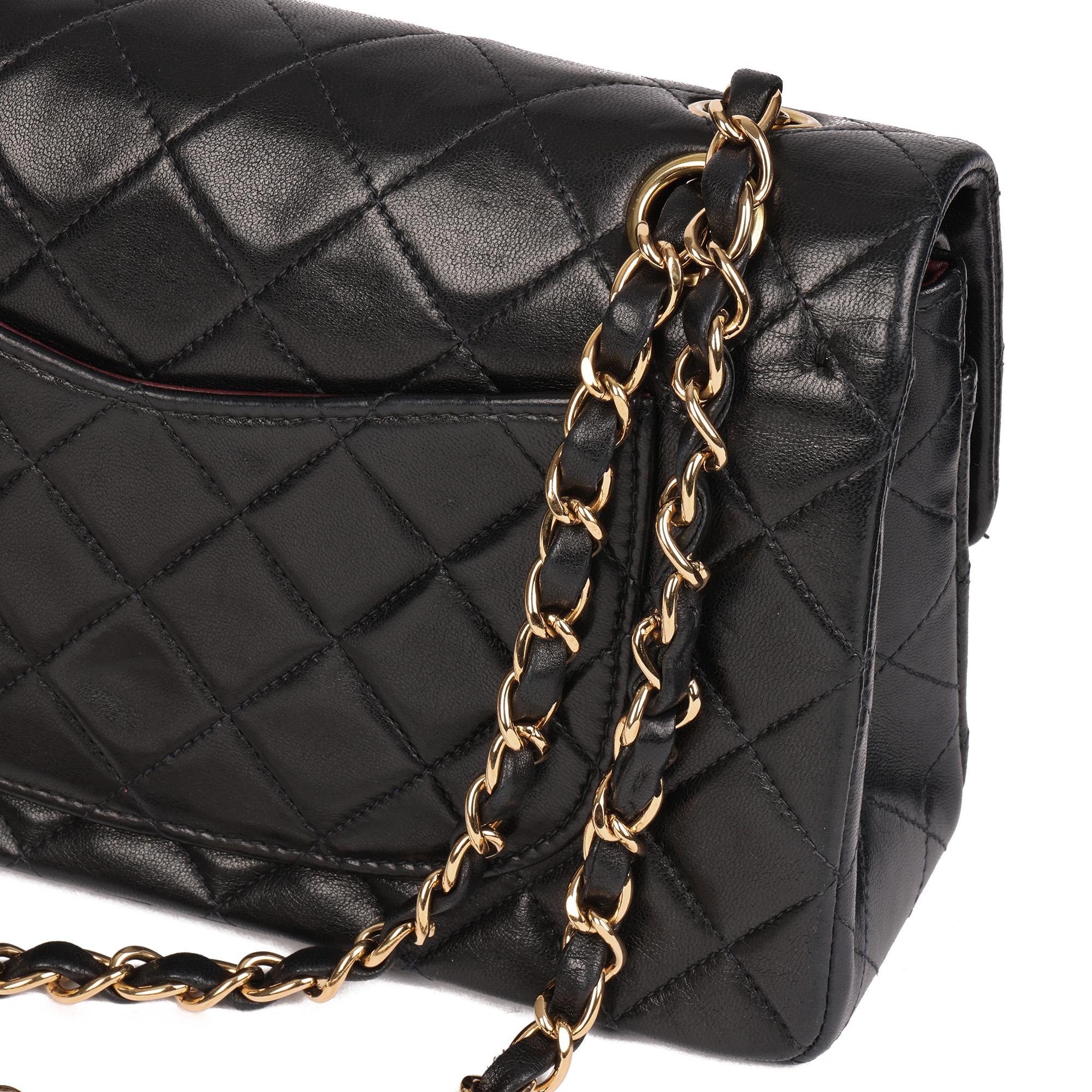 Chanel BLACK QUILTED LAMBSKIN VINTAGE SMALL CLASSIC DOUBLE FLAP BAG 3