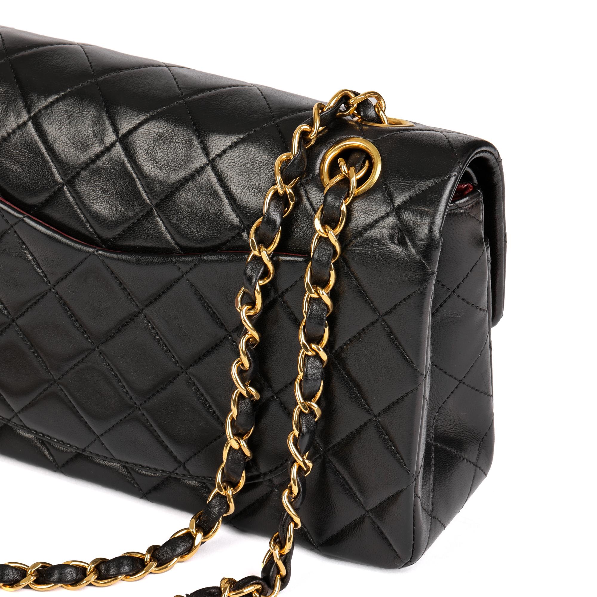 Chanel Black Quilted Lambskin Vintage Small Classic Double Flap Bag 4