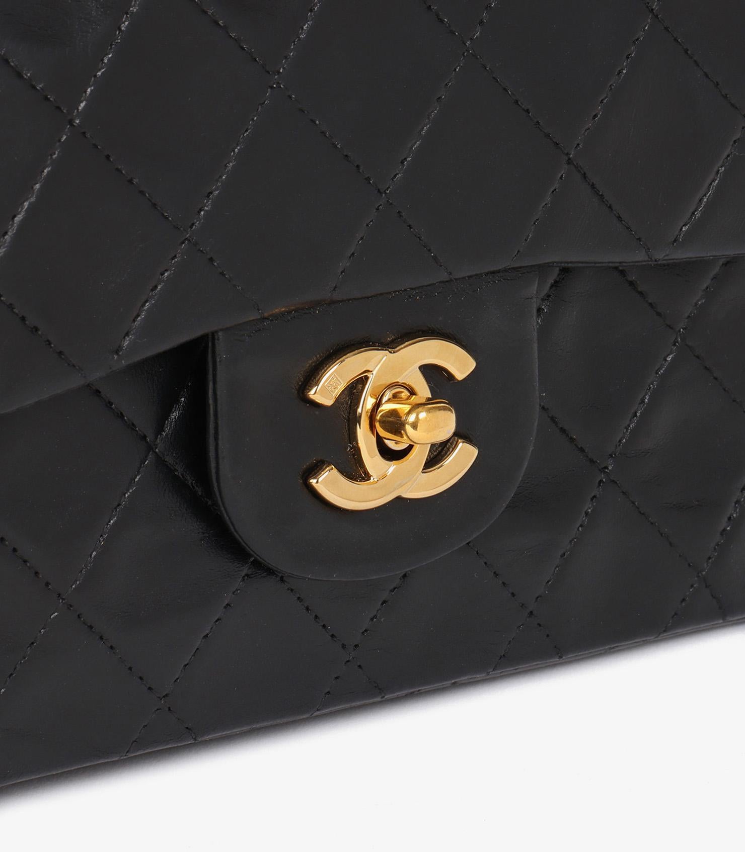 CHANEL Black Quilted Lambskin Vintage Small Classic Double Flap Bag 4