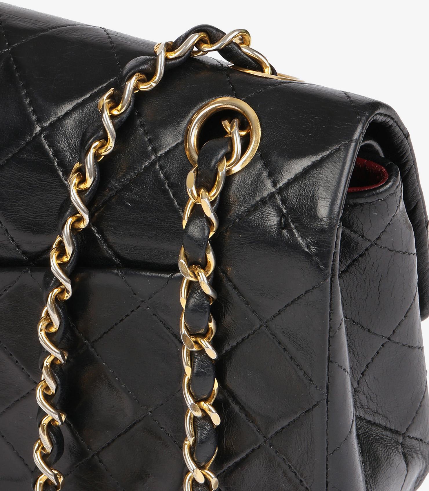 CHANEL Black Quilted Lambskin Vintage Small Classic Double Flap Bag 5