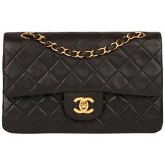 Chanel Black Quilted Lambskin Vintage Small Classic Double Flap Bag