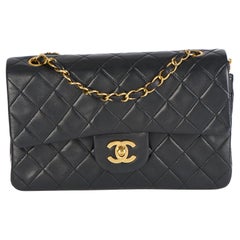 CHANEL Black Quilted Lambskin Vintage Small Classic Double Flap Bag