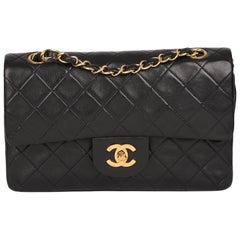 CHANEL Black Quilted Lambskin Vintage Small Classic Double Flap Bag