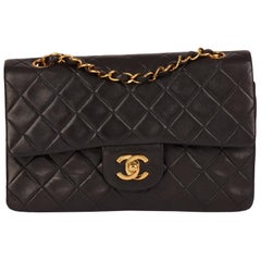 CHANEL Black Quilted Lambskin Vintage Small Classic Double Flap Bag