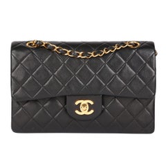 CHANEL Black Quilted Lambskin Vintage Small Classic Double Flap Bag