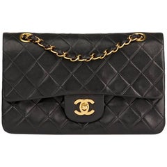 Chanel Black Quilted Lambskin Vintage Small Classic Double Flap Bag