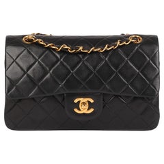 Chanel Black Quilted Lambskin Vintage Small Classic Double Flap Bag