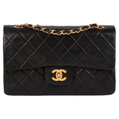 Chanel Black Quilted Lambskin Vintage Small Classic Double Flap Bag