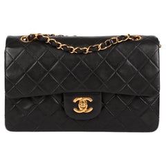 Chanel Black Quilted Lambskin Vintage Small Classic Double Flap Bag