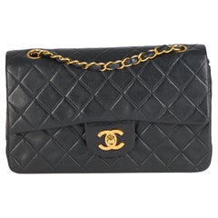 CHANEL Black Quilted Lambskin Vintage Small Classic Double Flap Bag