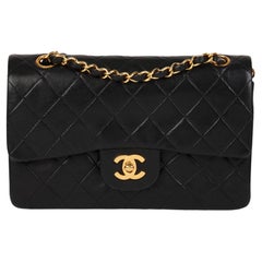 CHANEL Black Quilted Lambskin Vintage Small Classic Double Flap Bag