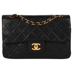 CHANEL Black Quilted Lambskin Vintage Small Classic Double Flap Bag