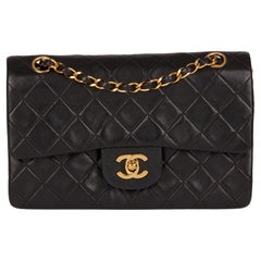 CHANEL Black Quilted Lambskin Vintage Small Classic Double Flap Bag