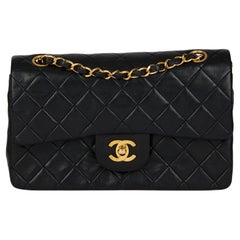 CHANEL Black Quilted Lambskin Vintage Small Classic Double Flap Bag