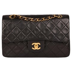 CHANEL Black Quilted Lambskin Vintage Small Classic Double Flap Bag CHANEL Black Quilted Lambskin Vintage Small Classic Double Flap Bag