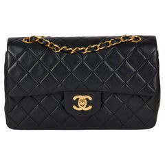 CHANEL Black Quilted Lambskin Vintage Small Classic Double Flap Bag