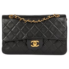 CHANEL Black Quilted Lambskin Vintage Small Classic Double Flap Bag