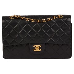 CHANEL Black Quilted Lambskin Vintage Small Classic Double Flap Bag