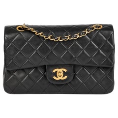 Chanel Black Quilted Lambskin Vintage Small Classic Double Flap Bag