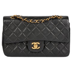 Chanel Black Quilted Lambskin Vintage Small Classic Double Flap Bag
