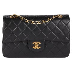 CHANEL Black Quilted Lambskin Vintage Small Classic Double Flap Bag