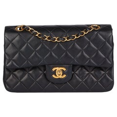 CHANEL Black Quilted Lambskin Vintage Small Classic Double Flap Bag