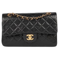 CHANEL Black Quilted Lambskin Vintage Small Classic Double Flap Bag